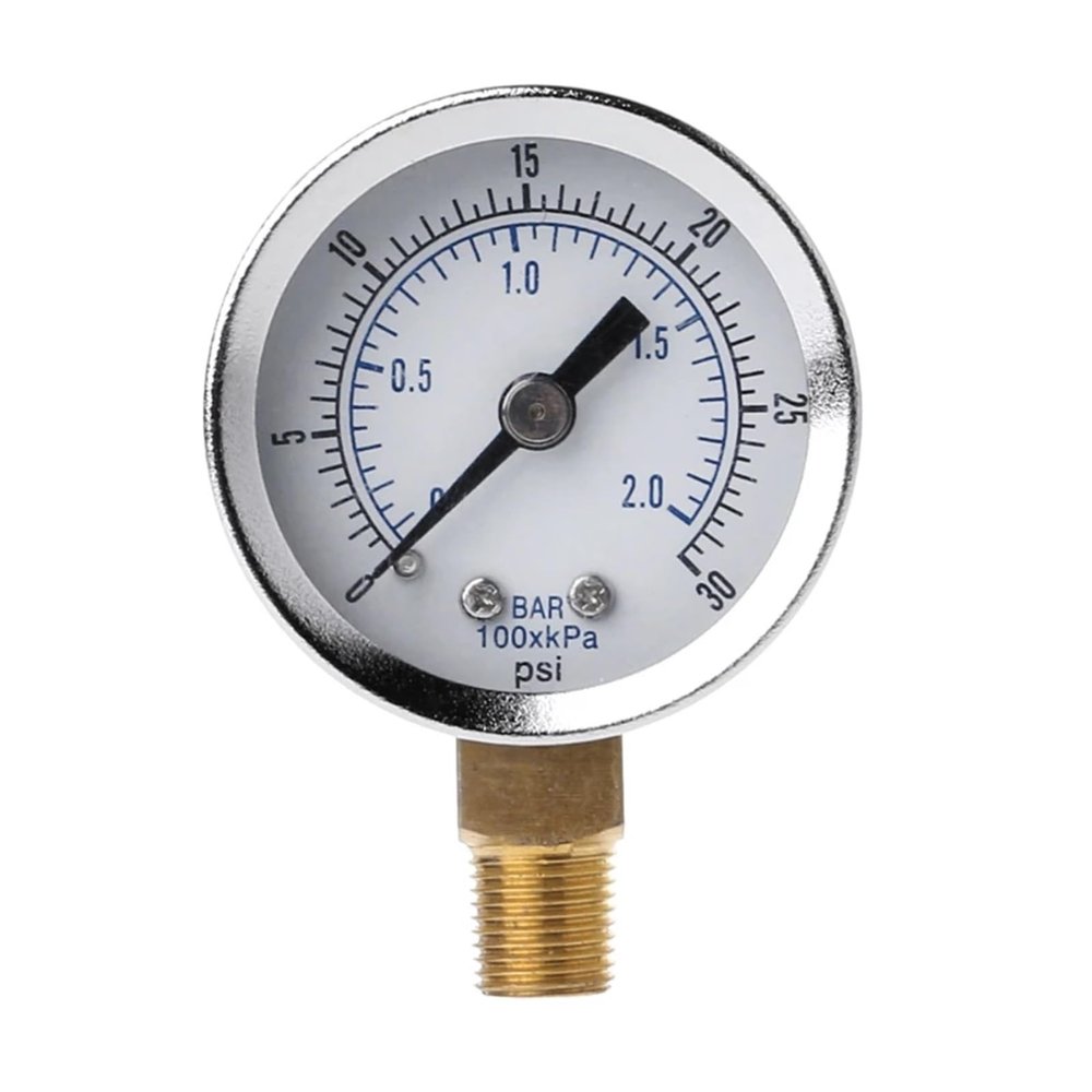 KONGMM Pressure Gauge, Utility Gauge, 0–30 psi / 0–2 bar Low-Pressure Hydraulic Dual-Scale Gauge, 1/8" BSPT Thread for Fuel