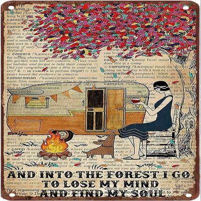 Vintage Metal Tin Sign, “And I Think to Myself, What a Wonderful,” Rustic Country Farmhouse Chic Shabby Wall Decor, 12 x 16 in