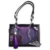 Chinese-Style Vintage Tote Bag with Transparent Window, Black Purple view 1