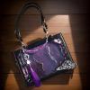 Chinese-Style Vintage Tote Bag with Transparent Window, Black Purple view 4