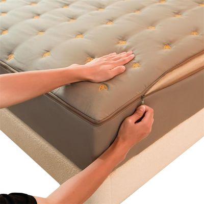 AQIGR Mattress Cover, 4-Sided Zipper, Mite Protection, Breathable, Gray, 135 x 190 + 12 cm