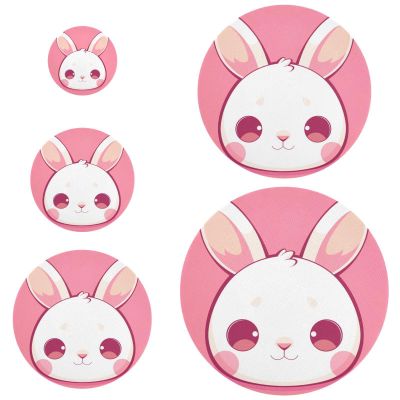 Peach-Colored White Rabbit Set, 5-Piece Stretchable Food Container Covers in 5 Sizes