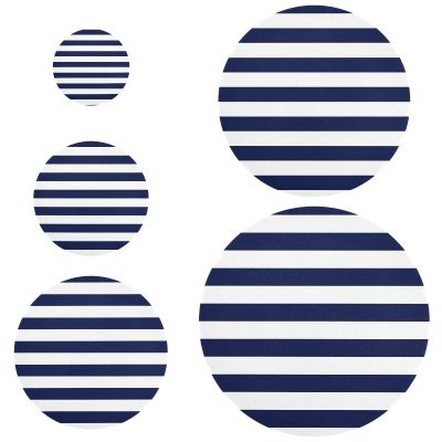 Blue and White Striped Reusable Elastic Bowl Covers, 5-Pack