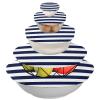 Blue and White Striped Reusable Elastic Bowl Covers, 5-Pack view 2