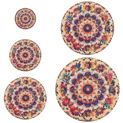 Vintage-Style Reusable Bowl Covers, Bohemian Floral Mandala Pattern, 5 Sizes