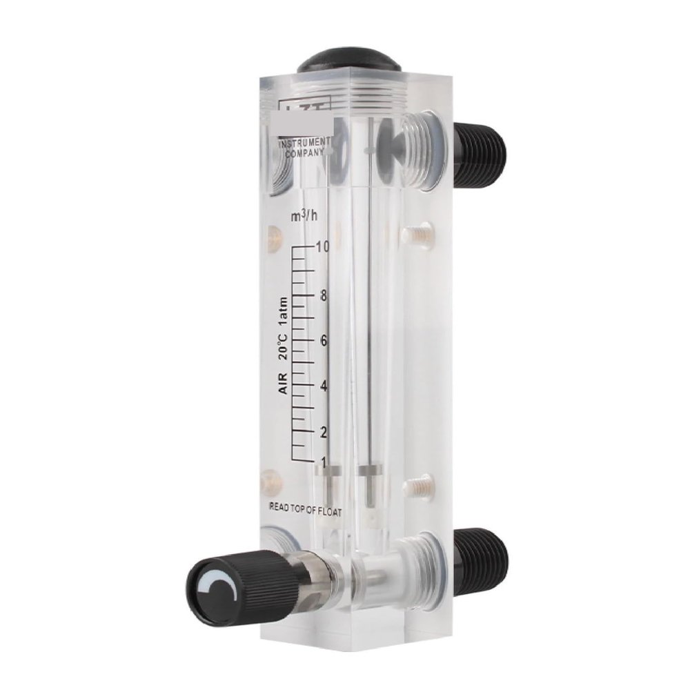 IndusTradCorp LZM-15ZT Float Flow Meter, Adjustable Acrylic Rotameter, Panel-Mount Water Flow Meter (16–160 L/h)