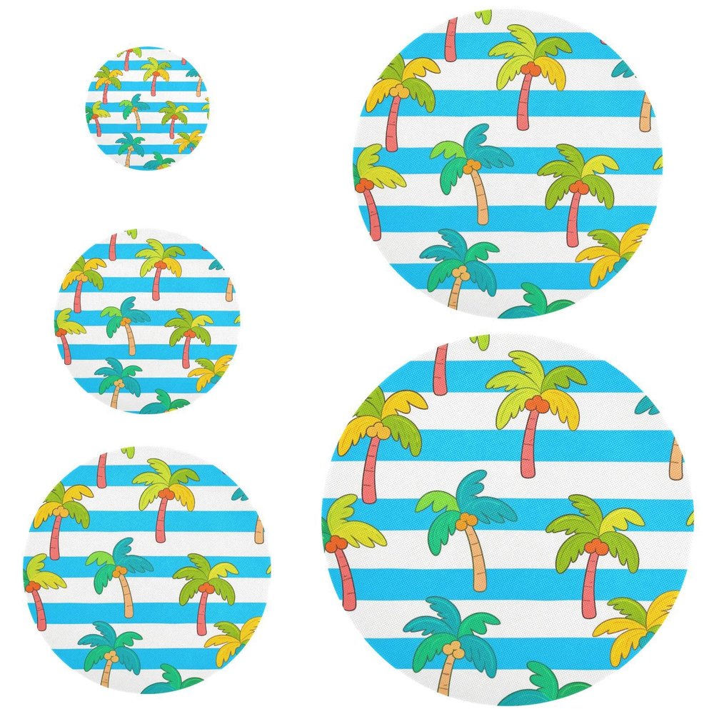 Blue-and-White Striped Coconut Palm Elastic Bowl Covers, 5-Pack