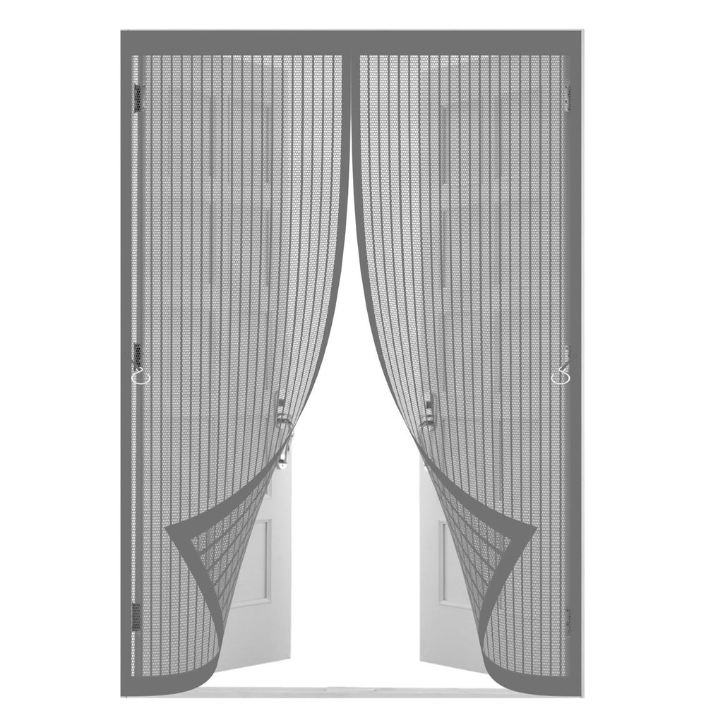 Magnetic Insect Screen Door Curtain, 82 x 204 cm, No Drilling, Gray