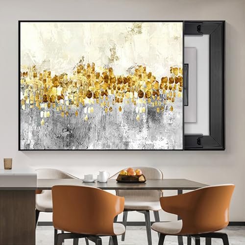 F, 50 x 40 cm, Decorative Fuse Box Cover with Picture Frame, Push-Pull Design, Modern Minimalist Style