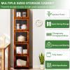 Tall Kitchen Pantry Cabinet, Farmhouse Cabinet with Doors, Narrow Rustic Bamboo Cabinet for Kitchen, Dining Room, or Bathroom, 40×172 cm (15.7×67.7 in) view 2