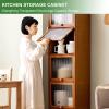 Tall Kitchen Pantry Cabinet, Farmhouse Cabinet with Doors, Narrow Rustic Bamboo Cabinet for Kitchen, Dining Room, or Bathroom, 40×172 cm (15.7×67.7 in) view 3