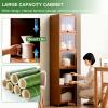 Tall Kitchen Pantry Cabinet, Farmhouse Cabinet with Doors, Narrow Rustic Bamboo Cabinet for Kitchen, Dining Room, or Bathroom, 40×172 cm (15.7×67.7 in) view 4