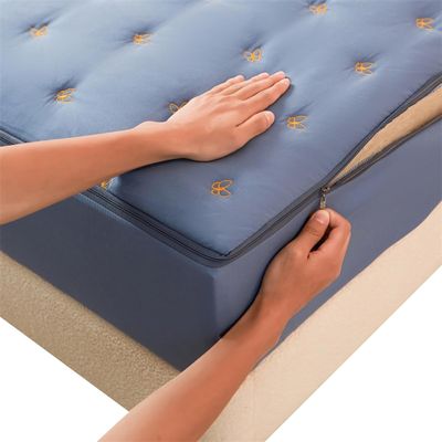 AQIGR Zippered Mattress Protector, Blue, 180 x 200 + 25 cm