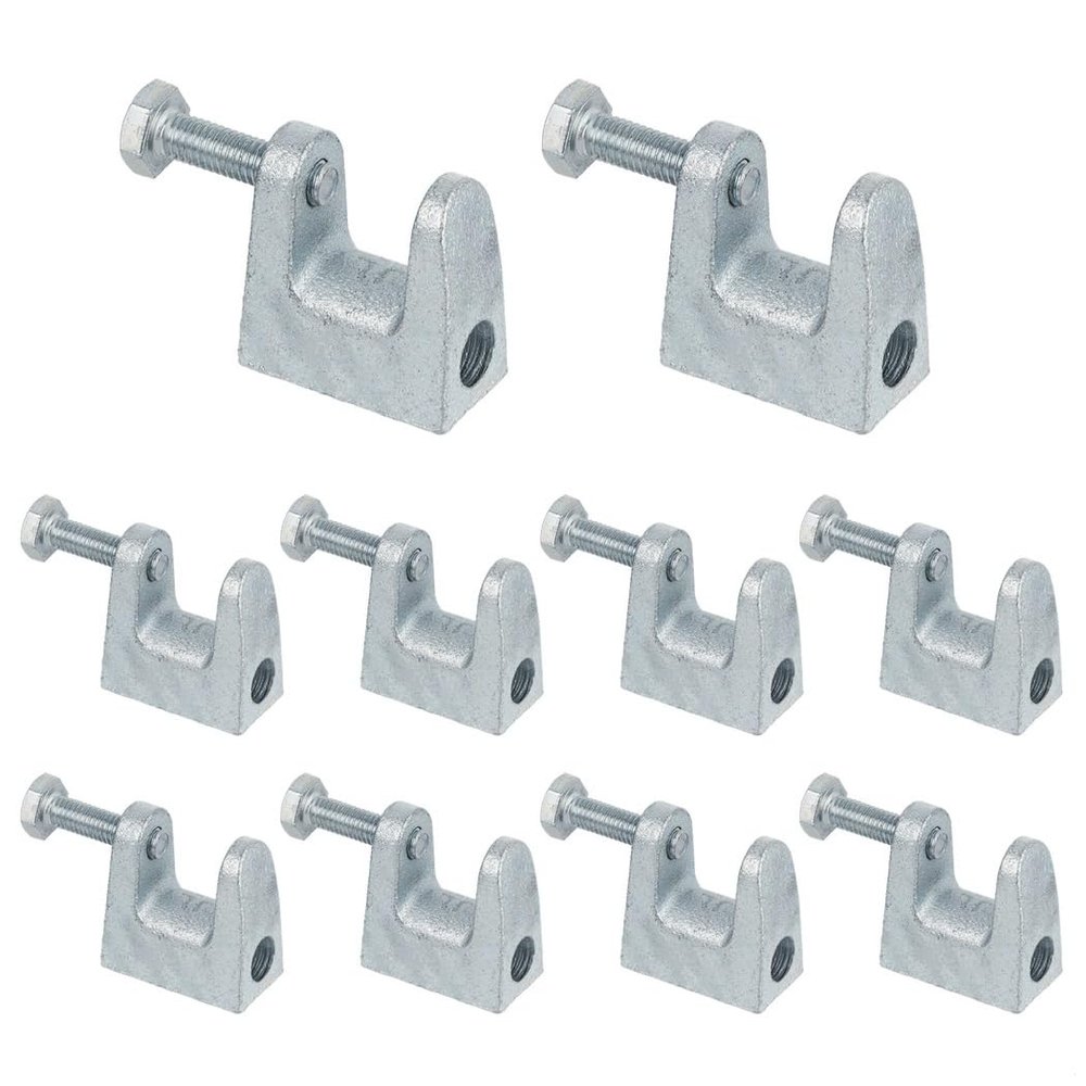 C-Clamps, Galvanized Carbon Steel, for Beam, Cable and Pipe Mounting, 2 cm Jaw Opening, 10-Pack