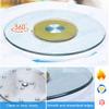 DETMOL 90 cm Tempered Glass Lazy Susan Serving Platter, Silver view 2