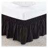 FOELANNE Embroidered Mattress Bed Skirt, Elastic Band, No Bed Lifting Required, Easy to Put On and Remove, Dust-Resistant, Tailored Drop (Black, 100 cm x 200 cm) view 1