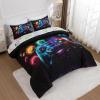 Tabeskly Gamer Bedding Set for Boys and Kids, Hexagonal Geometry and Gamepad Design, Black, 135 x 200 cm view 2