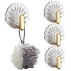 Gcroet Wall Hooks 4pcs 2.2x2.1 Clear Shell-Shaped Self-Adhesive Hooks with Gold Hangers view 1