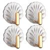 Gcroet Wall Hooks 4pcs 2.2x2.1 Clear Shell-Shaped Self-Adhesive Hooks with Gold Hangers view 3
