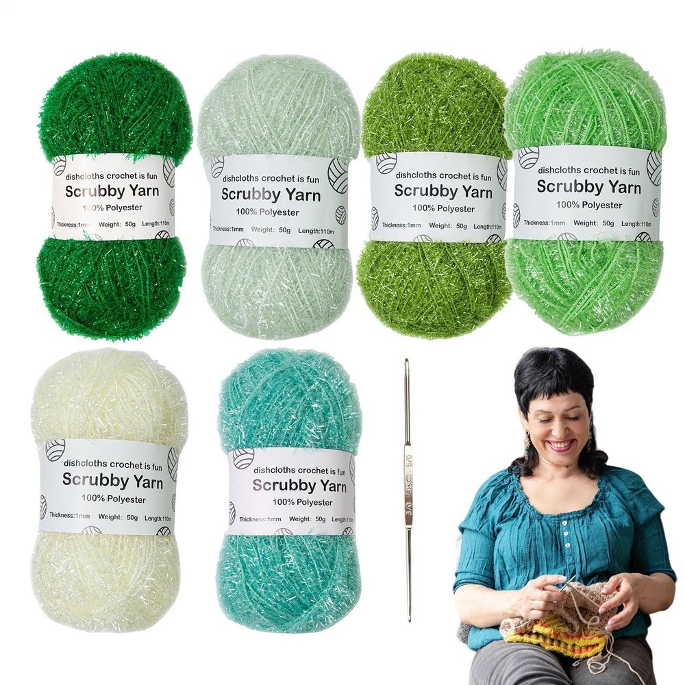 Scrubby Yarn for Dishcloths, Durable Yarn for Crocheting and Weaving