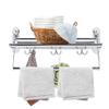 Spacnana Stainless Steel Towel Rack with 3 Hooks, Foldable Design, Ventilated Bathroom Towel Rack for Towels, Laundry Room view 4