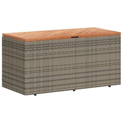 Tomostar Outdoor Garden Storage Chest, Gray, Poly Rattan and Acacia Wood