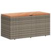 Tomostar Outdoor Garden Storage Chest, Gray, Poly Rattan and Acacia Wood view 1