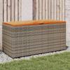 Tomostar Outdoor Garden Storage Chest, Gray, Poly Rattan and Acacia Wood view 2