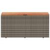 Tomostar Outdoor Garden Storage Chest, Gray, Poly Rattan and Acacia Wood view 4