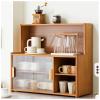 3-Tier Small Bamboo Countertop Kitchen Pantry Cabinet with Glass Doors, Brown, 67 × 61 cm (26 × 24 in) view 1