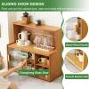 3-Tier Small Bamboo Countertop Kitchen Pantry Cabinet with Glass Doors, Brown, 67 × 61 cm (26 × 24 in) view 3