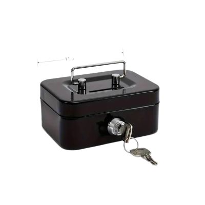 Metal Cash Box, Mini Safe, Lock Box, Coin Bank, Portable, Blue