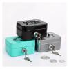 Metal Cash Box, Mini Safe, Lock Box, Coin Bank, Portable, Blue view 4