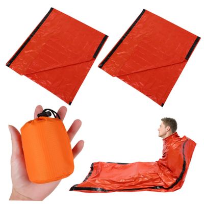 LOORGVEL 2-Pack Emergency Thermal Sleeping Bags with Storage Bag, Orange