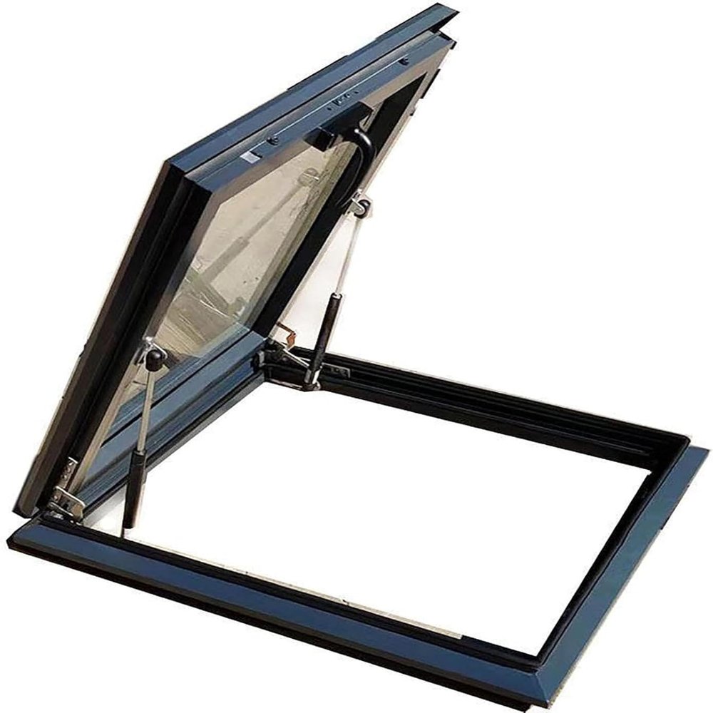 Roof Window for Skylights and Basement Access, Aluminum Multi-Angle Roof Hatch, Customizable for Attics/Conservatories (75 x 75 cm)