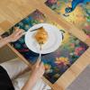 Washable Placemats, 8-Piece Set, 30 x 45 cm, Double-Sided Peacock Foliage Design view 3
