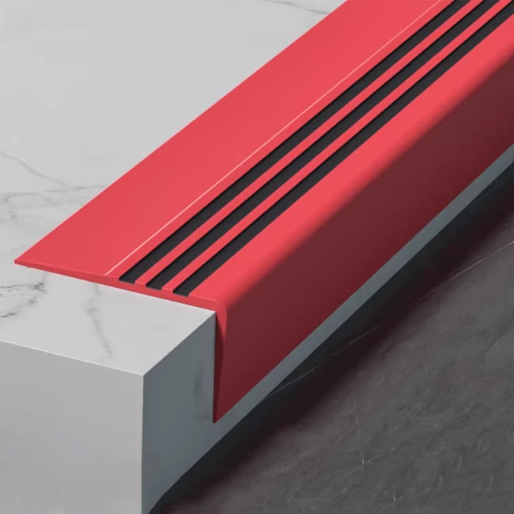 100 cm PVC Stair Edge Protector, Non-Slip, Waterproof, Self-Adhesive, Red
