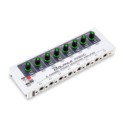 Bolanle PH800 8-Channel Headphone Amplifier – 16 Outputs, 3.5 mm/6.35 mm, Mono/Stereo, 7-Color Breathing Light