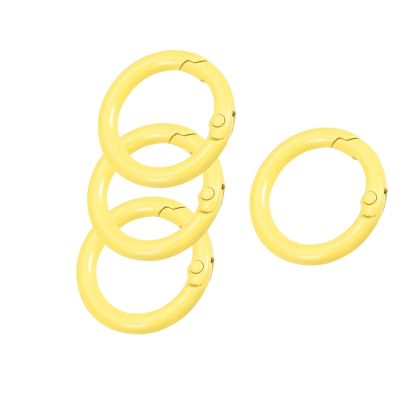 Unifizz 4-Pack 27 mm Metal Spring Keychains, Round Carabiner Snap Hooks, Yellow
