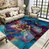 Floral Area Rug 140 x 200 cm, Abstract Blue, Purple and Gold Short-Pile Rug view 3