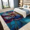 Floral Area Rug 140 x 200 cm, Abstract Blue, Purple and Gold Short-Pile Rug view 4