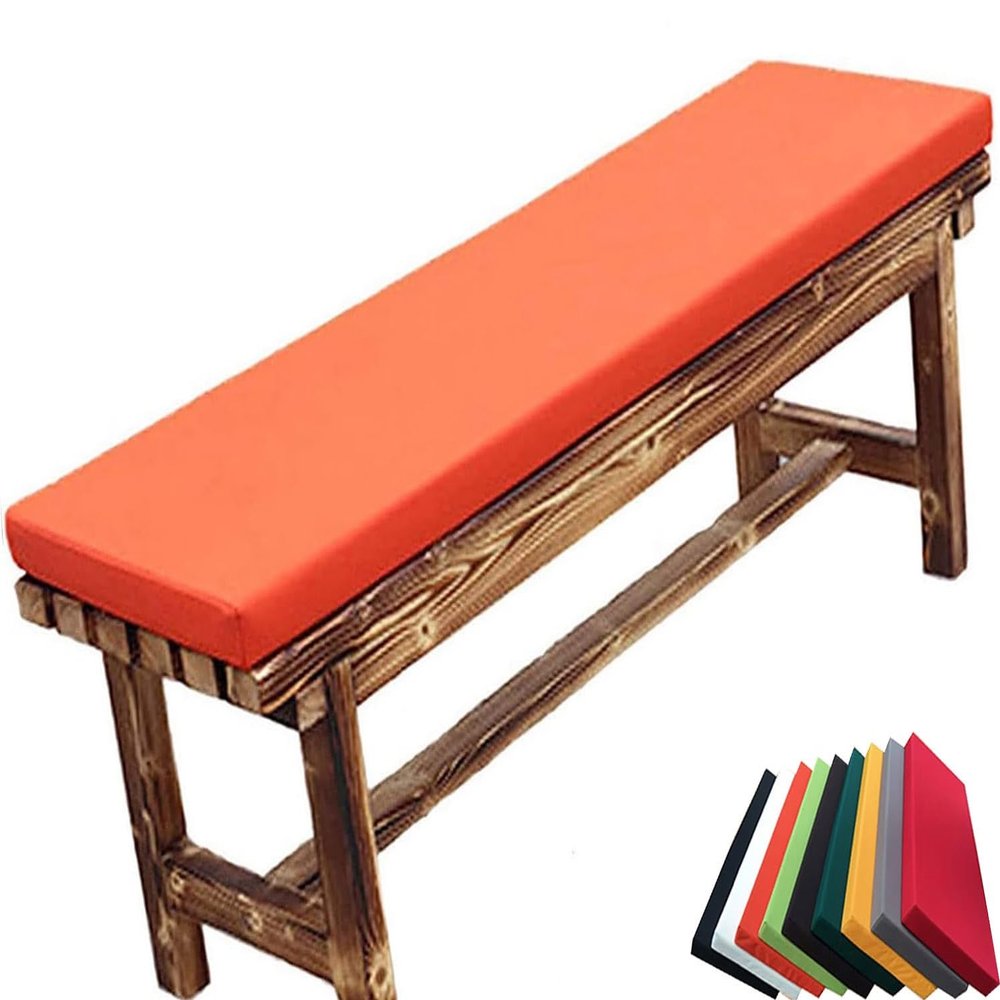 Waterproof Outdoor Bench Cushion, 5 cm Thick, Removable Washable Cover, PU Leather, H13, 190 x 60 x 5 cm