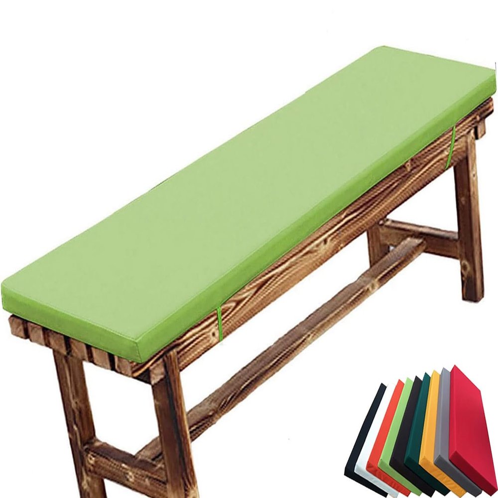 Waterproof Outdoor Bench Cushion, 2 in Thick, Removable Washable Cover, Faux Leather, 43.3 x 15.7 x 2 in
