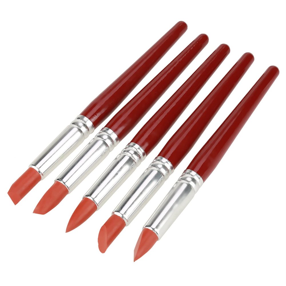 5-Piece Red Clay Sculpting and Carving Tool Set with Rubber Tips