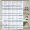 IXEHOH Modern Blue Striped Fabric Shower Curtain with Hooks, 120 x 200 cm view 1