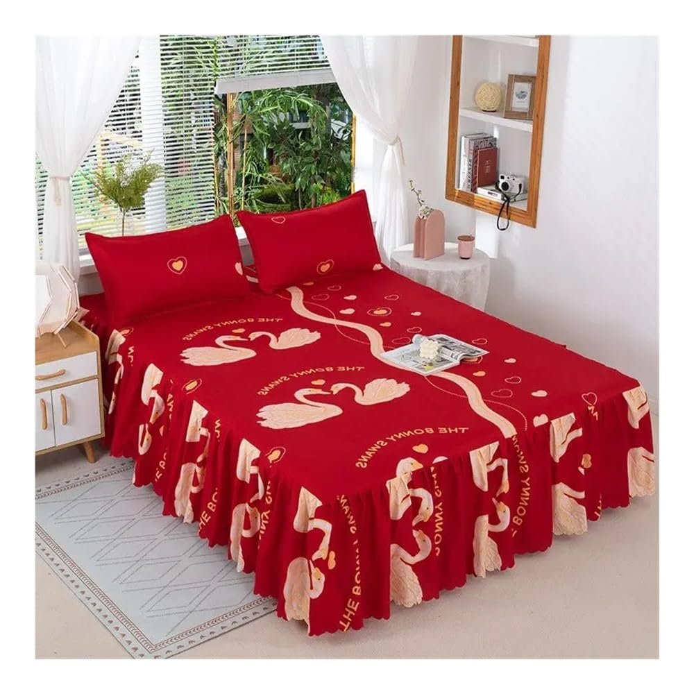 All-Season Bed Skirt, Universal, Princess Style, Luxurious, Modern, Comfortable, Breathable, Non-Slip, King/Queen Size (10 Pillowcases, 200 x 220 cm)