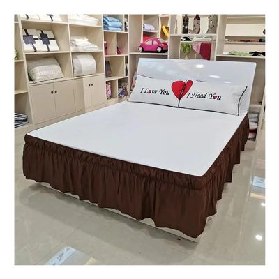 Solid-Color Stretch Bed Skirt, Wrap-Around Style, Easy Fit, 15 in Drop, Fade-Resistant (A04, 200 x 200 x 40 cm)