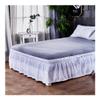 Solid-Color Stretch Bed Skirt, Wrap-Around Style, Easy Fit, 15 in Drop, Fade-Resistant (A04, 200 x 200 x 40 cm) view 3
