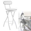 Foldable Stool, 55/60/65/70/75 cm, Padded Folding Bar Stool, Black High Chair, 100 kg Capacity, Round Stool for Kitchen/Living Room/Garden/Camping/Fishing (White, 65 cm/26 in) view 1