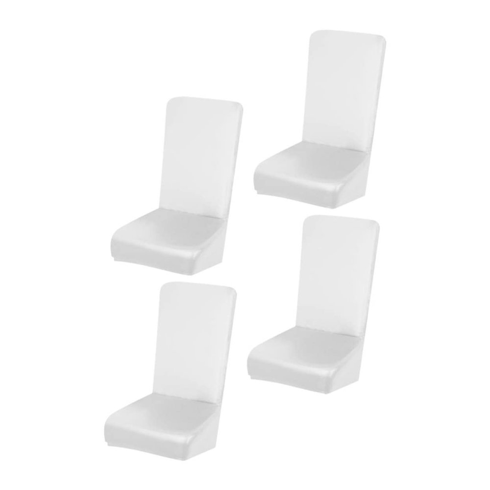 Holibanna 4-Piece Elastic White Waterproof PU Leather Dining Chair Covers